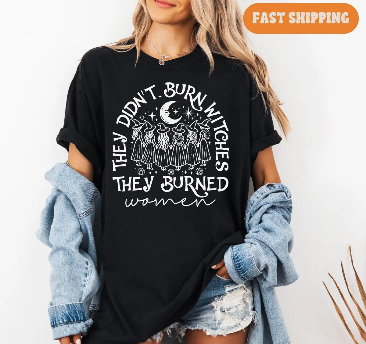They Didn't Burn Witches They Burned Women - Coven Comfort Colors T-Shirt alternate product view.