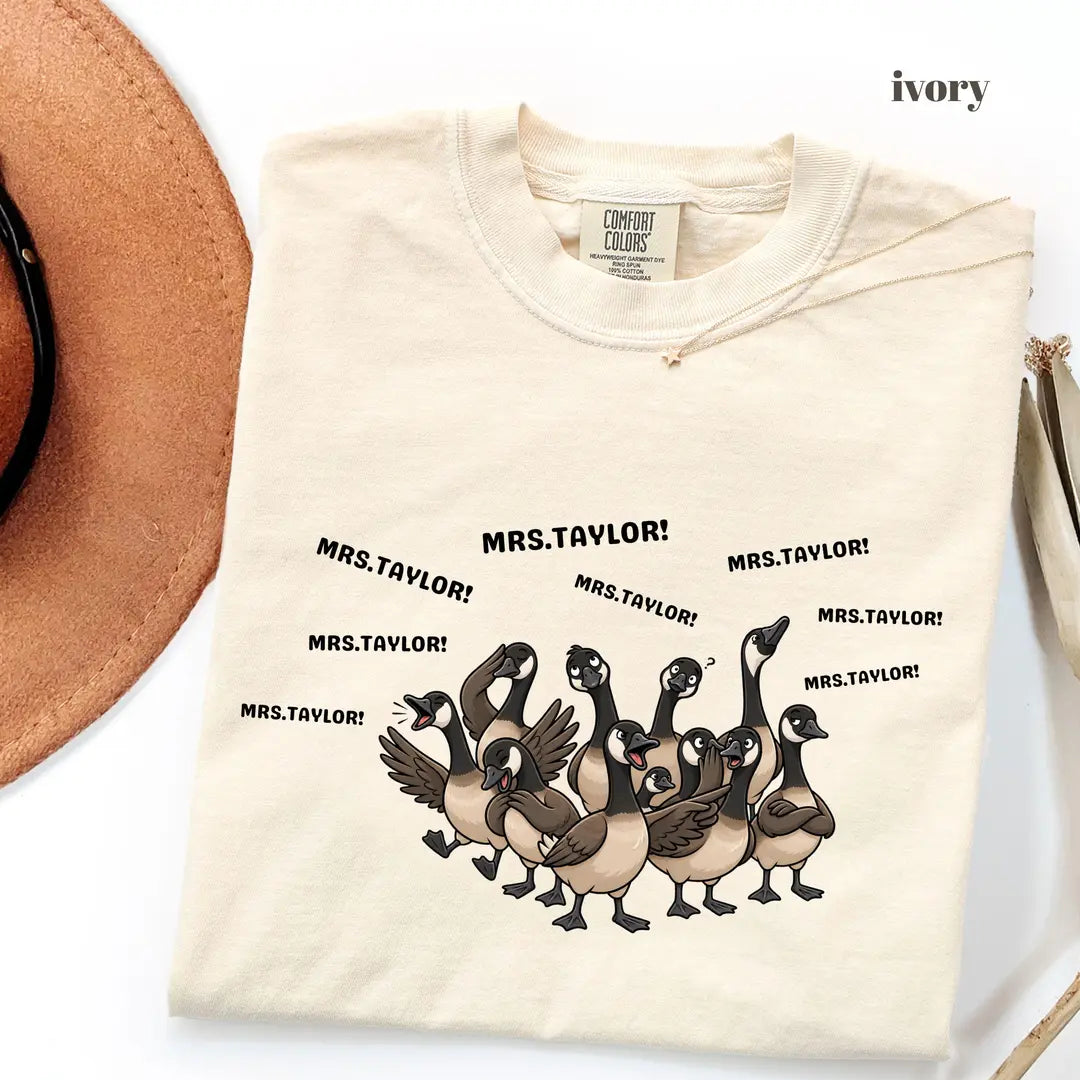 Ivory Comfort Colors 1717 T-shirt with Teacher design