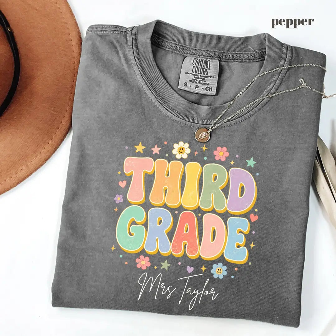 Pepper Comfort Colors 1717 T-shirt with Third Grade Teacher design