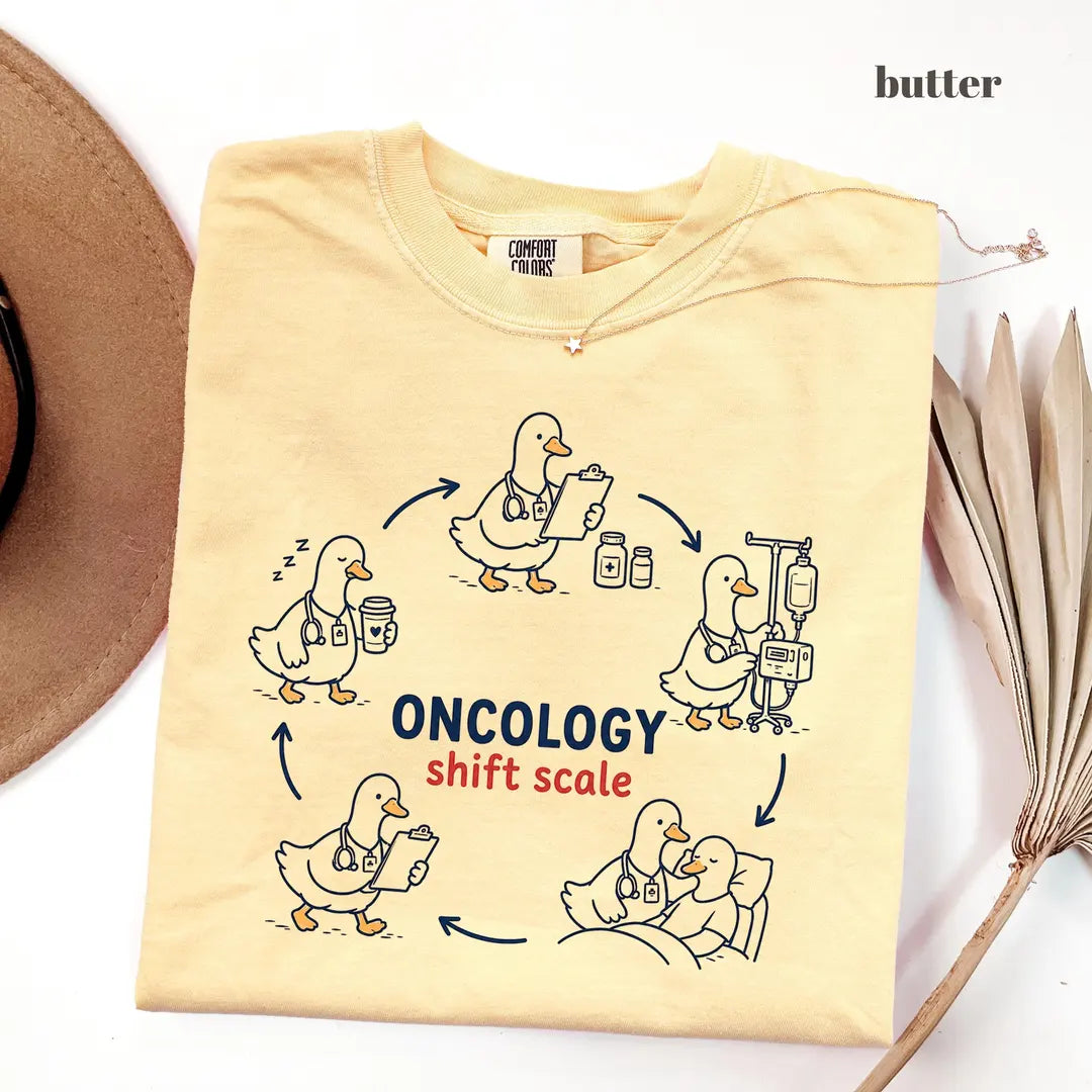 Butter Comfort Colors 1717 T-shirt with Oncology Nurse design