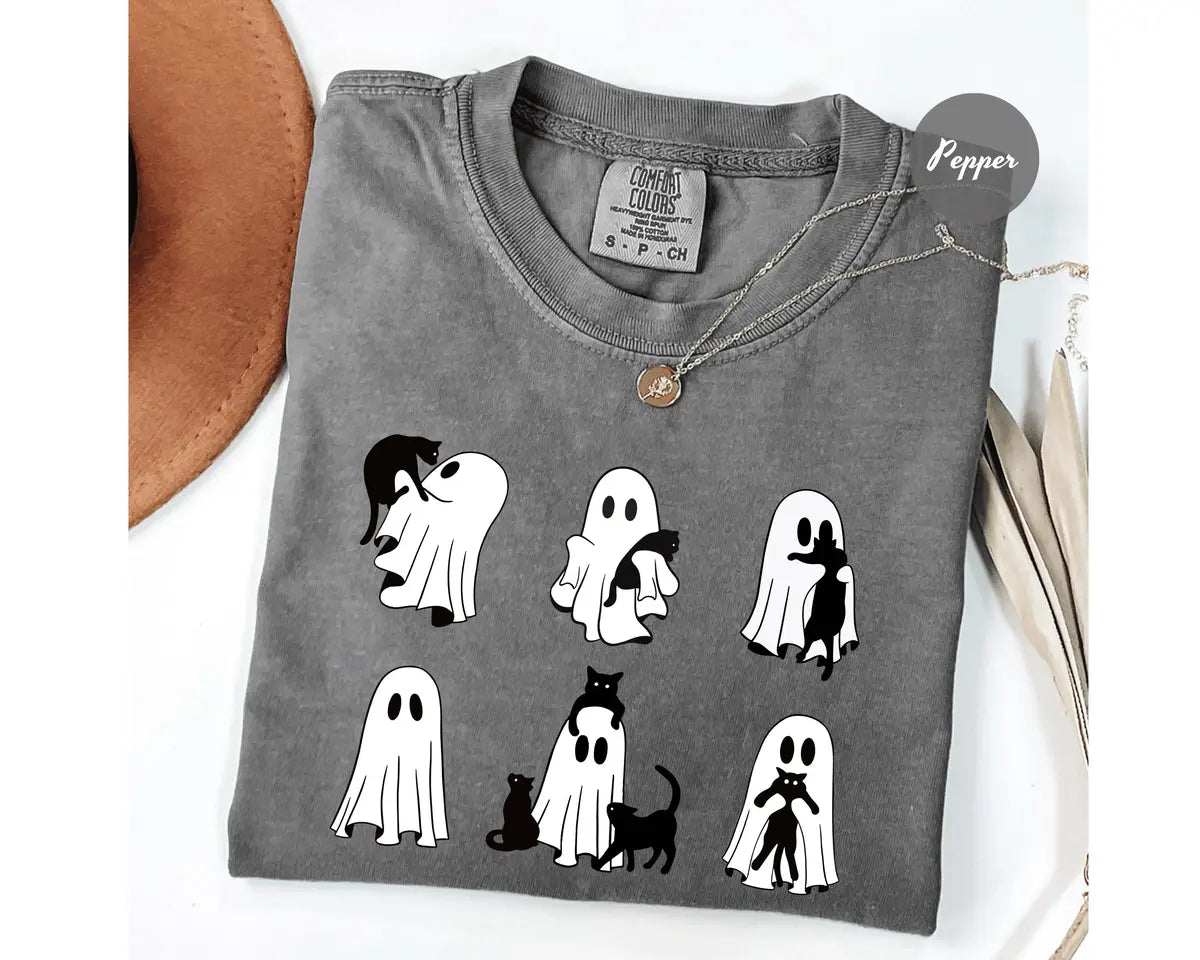 Comfort Colors 1717 T-shirt with Black Cat Ghost design alternate view view 4