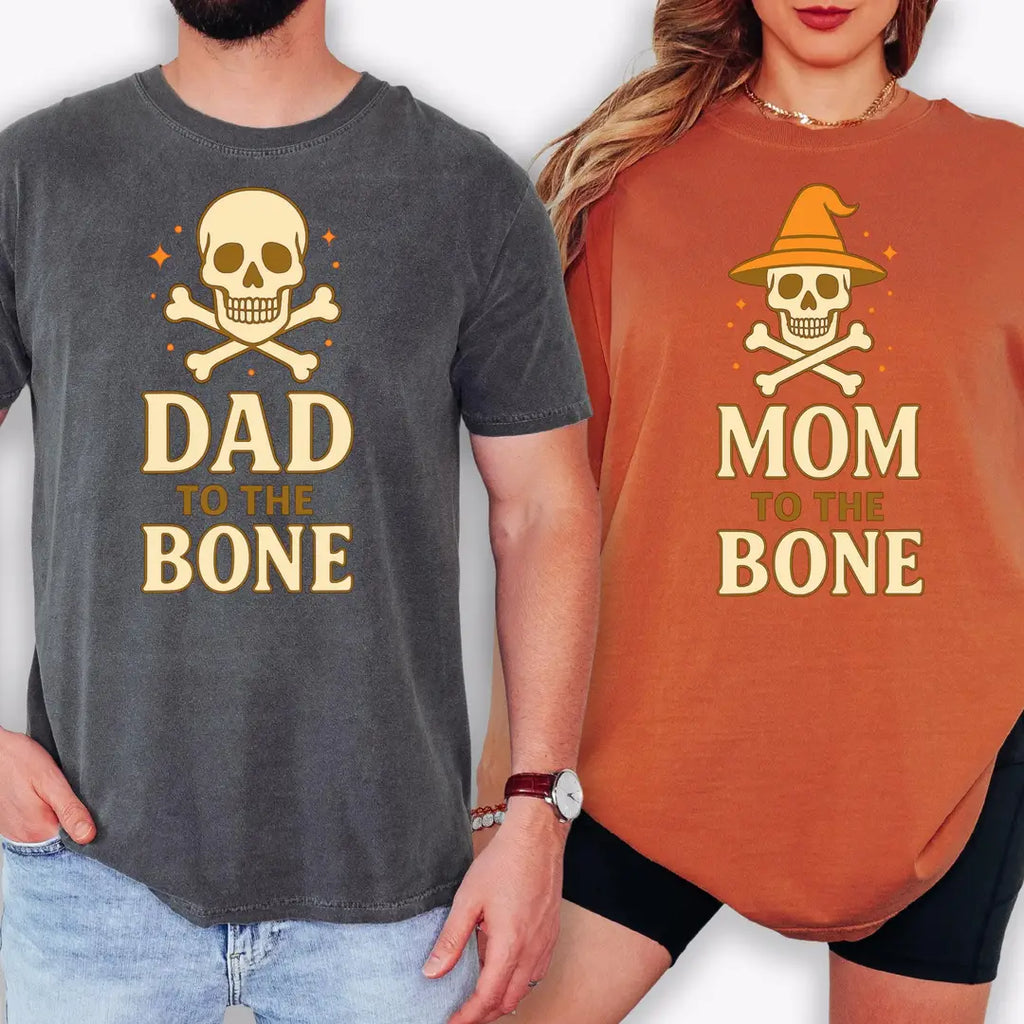 Dad to the Bone & Mom to the Bone - Matching Halloween Comfort Colors T-Shirt alternate product view.