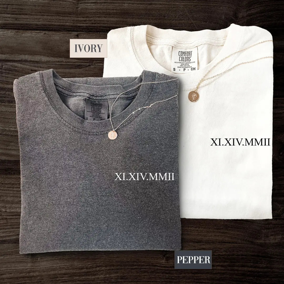 Comfort Colors 1717 T-shirt with Roman Numeral Date design