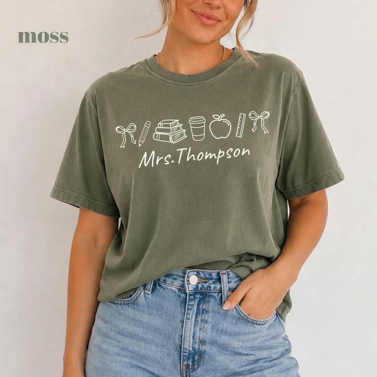 Moss Comfort Colors 1717 T-shirt with Teacher design