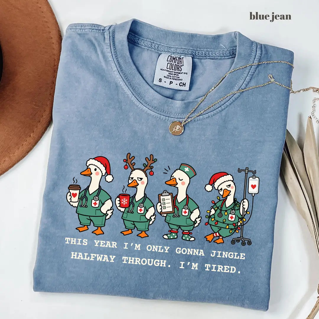 Comfort Colors 1717 T-shirt with Christmas Nurse design alternate view view 4
