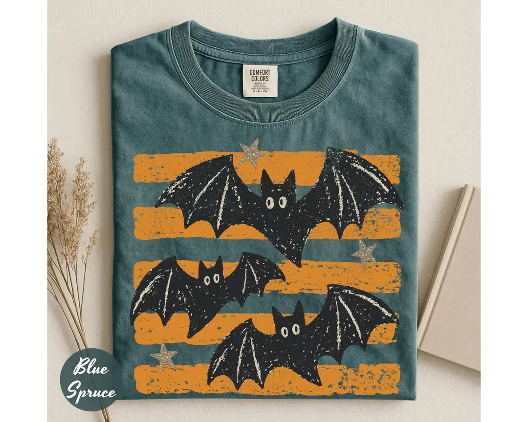 Comfort Colors 1717 T-shirt with Halloween Bats design alternate view view 3