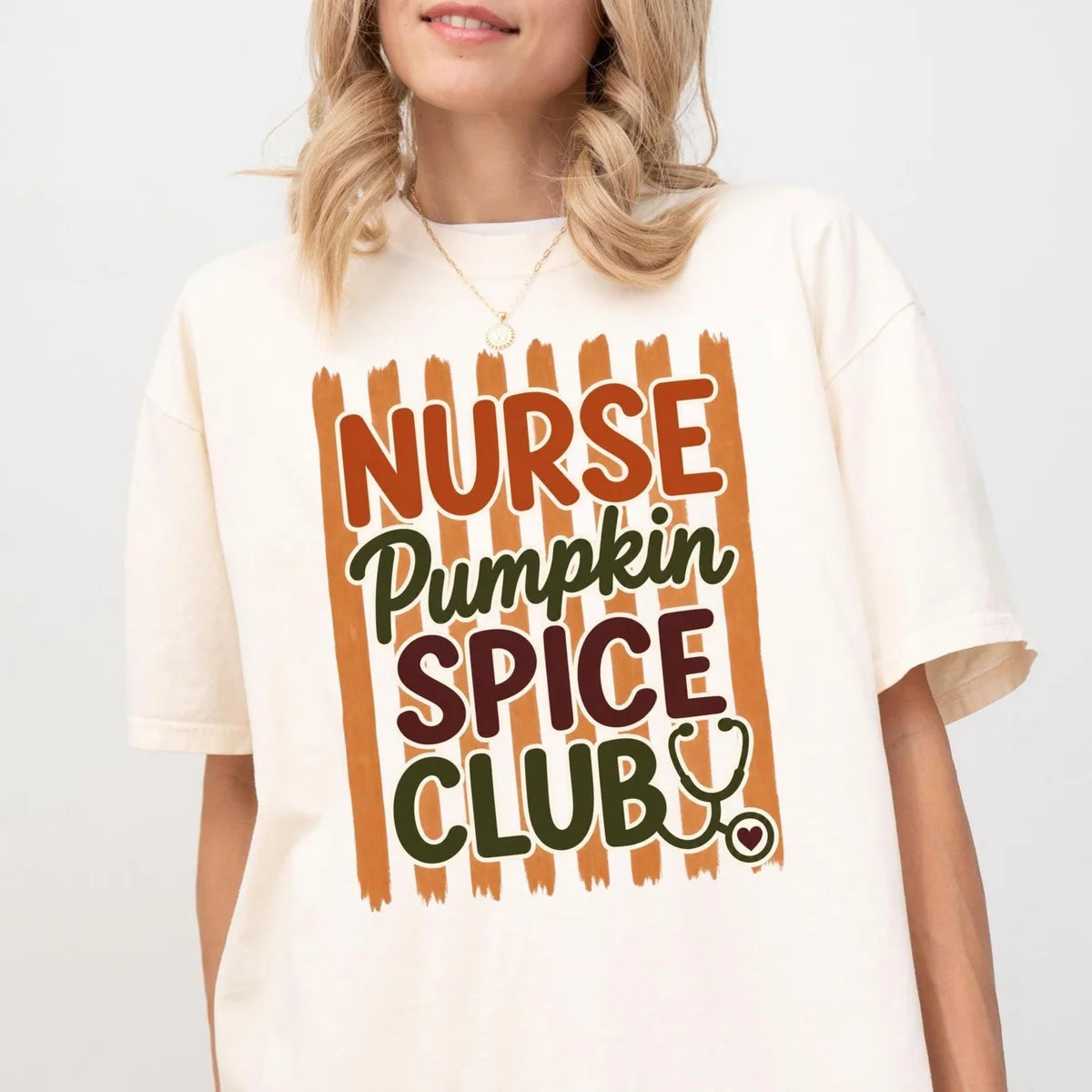Comfort Colors 1717 T-shirt with Nurse Pumpkin Spice design