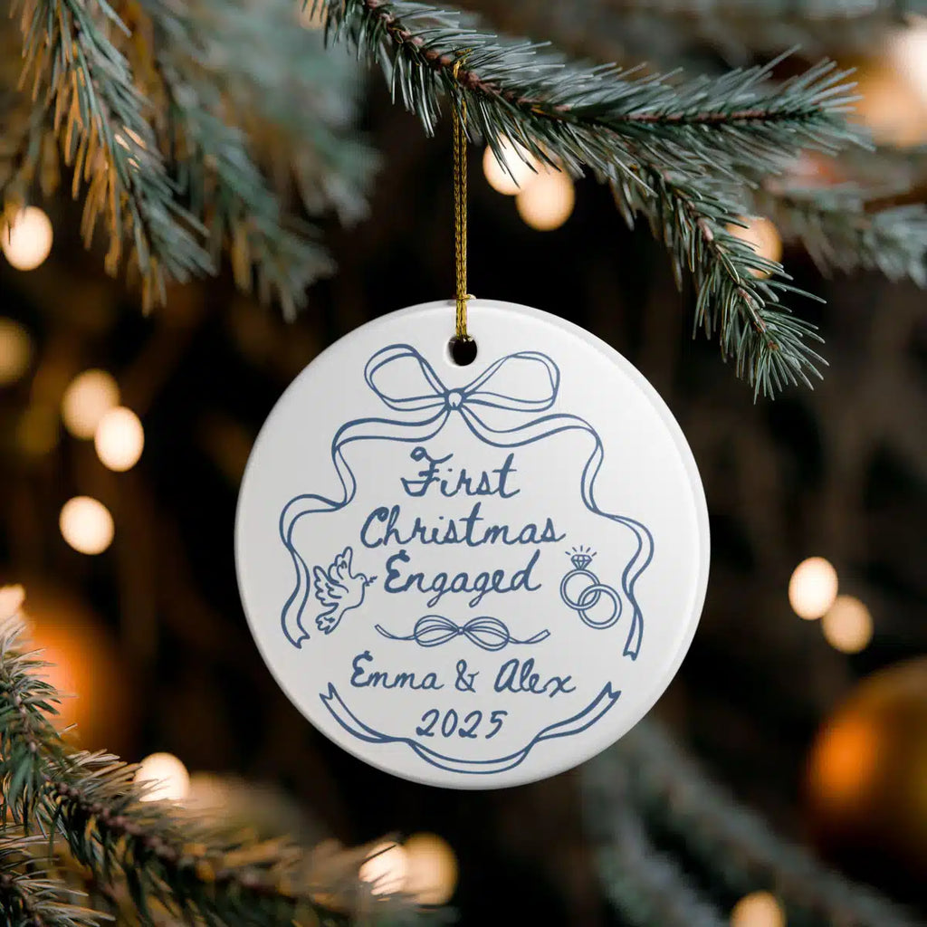first christmas engaged ornament alternate view 1