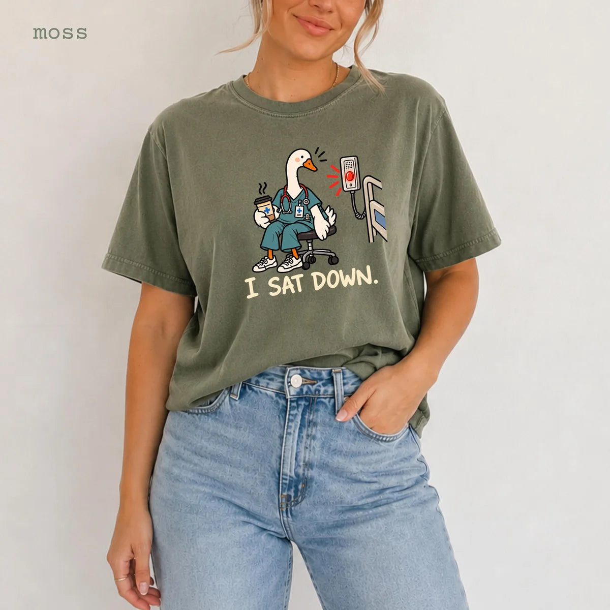 Moss Comfort Colors 1717 T-shirt with Nurse Humor design