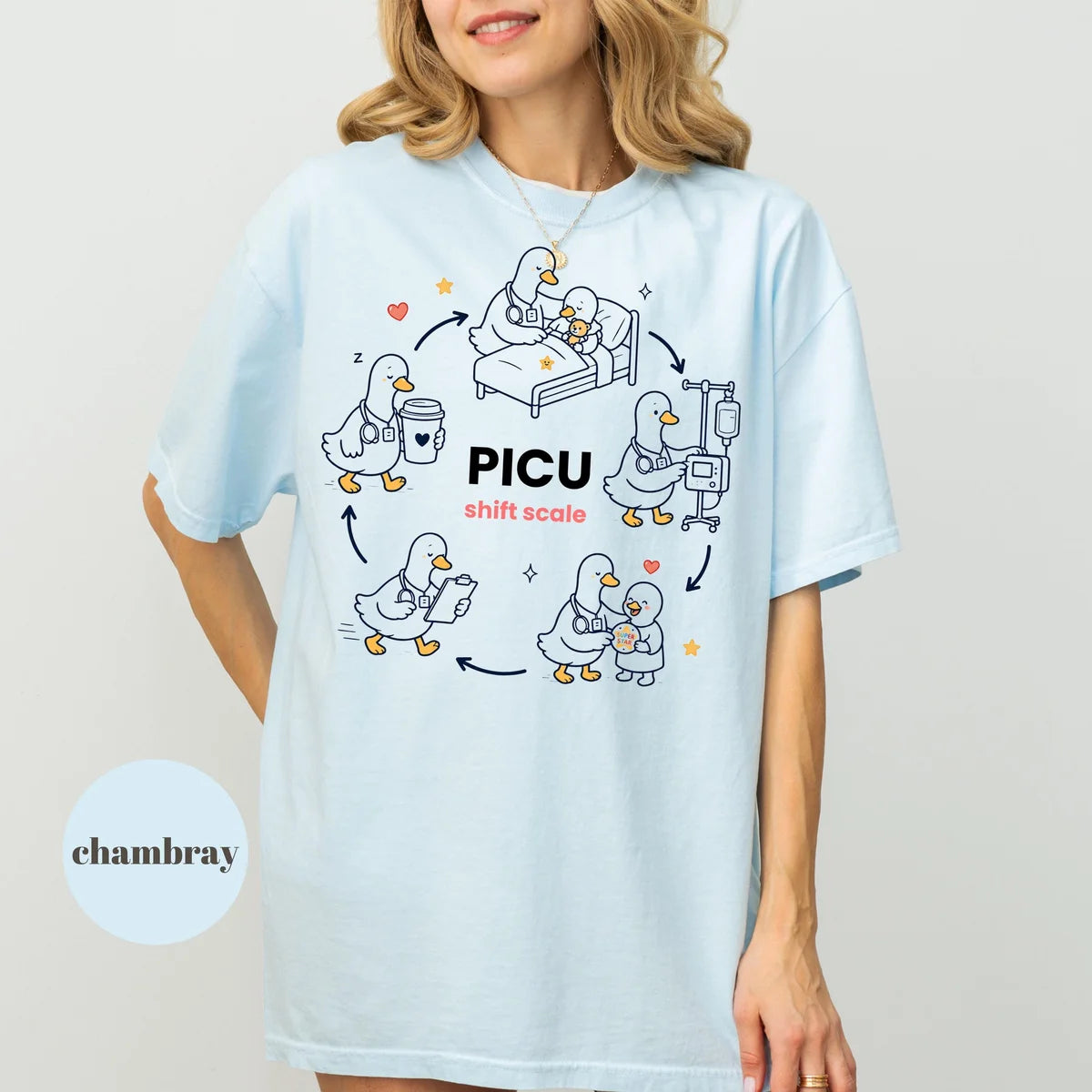 Comfort Colors 1717 T-shirt with PICU Nurse design alternate view