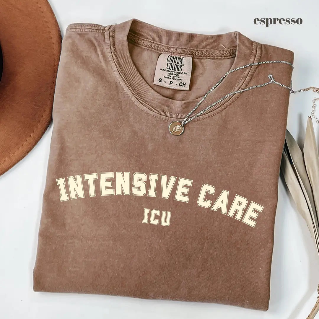 Espresso Comfort Colors 1717 T-shirt with ICU Nurse design