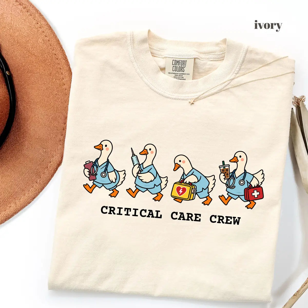 Ivory Comfort Colors 1717 T-shirt with ICU Nurse design