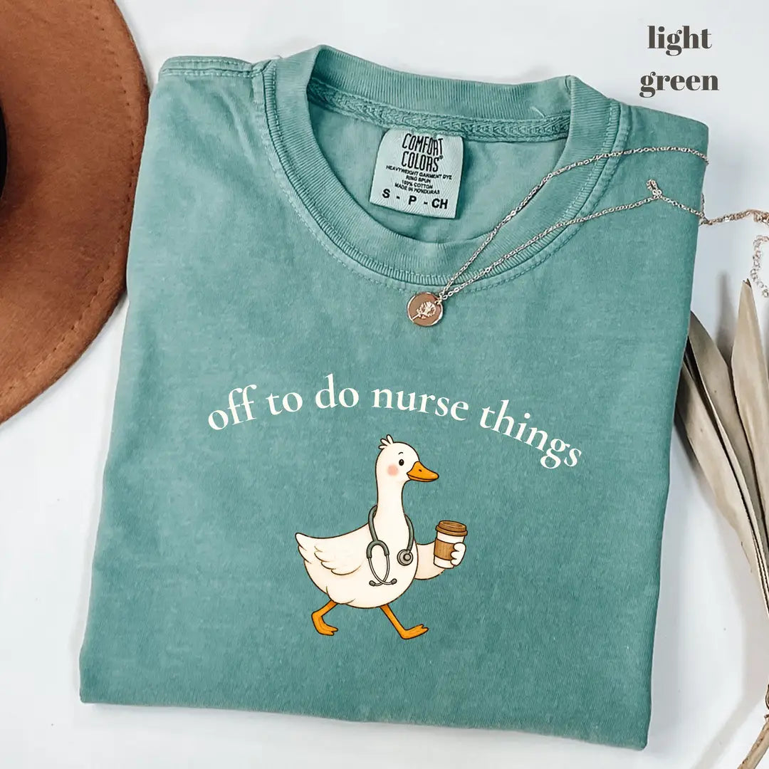 Comfort Colors 1717 T-shirt with Off To Do Nurse Things design worn by a model