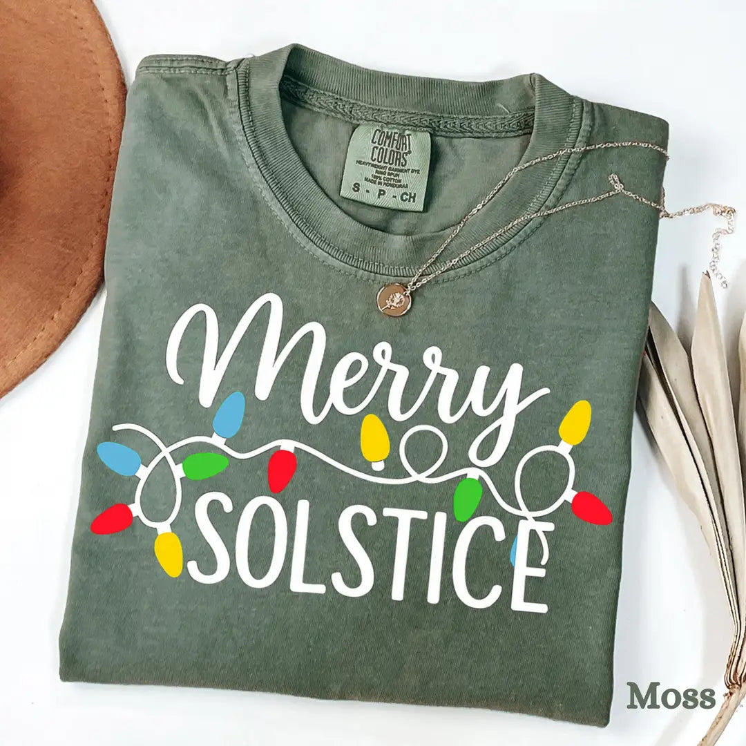 Moss Comfort Colors 1717 T-shirt with Winter Solstice design, alternate product view.