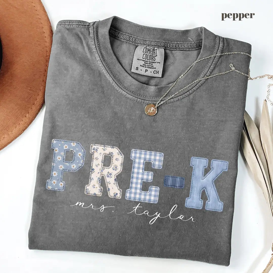 Pepper Comfort Colors 1717 T-shirt with Pre K Teacher design