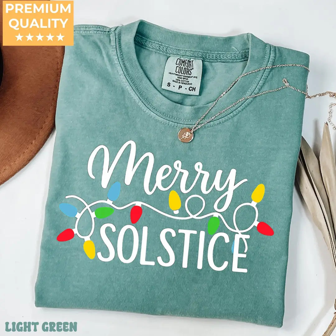 Light Green Comfort Colors 1717 T-shirt with Winter Solstice design, alternate product view.