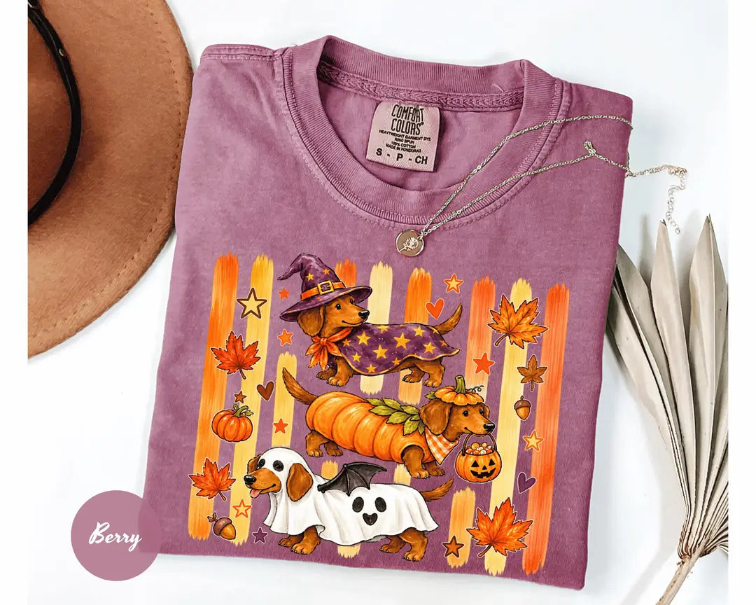 Comfort Colors 1717 T-shirt with Halloween Dachshund design alternate view