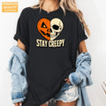 Stay Creepy Skeleton Heart Comfort Colors T-Shirt alternate product view in Black.