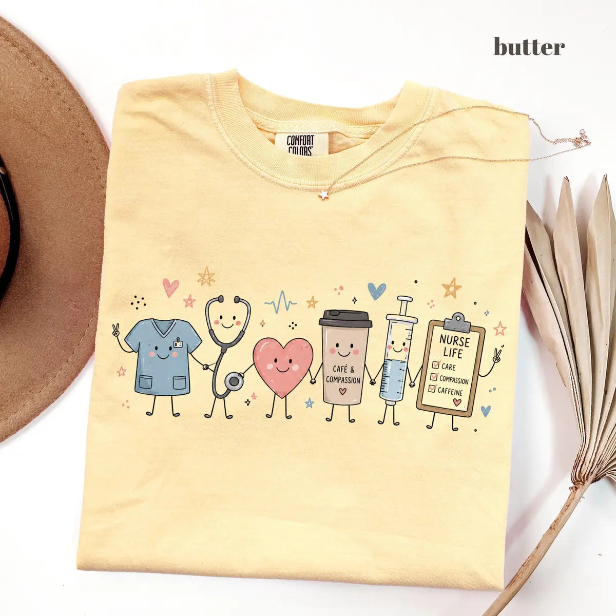 Butter Comfort Colors 1717 T-shirt with Nurse Life design