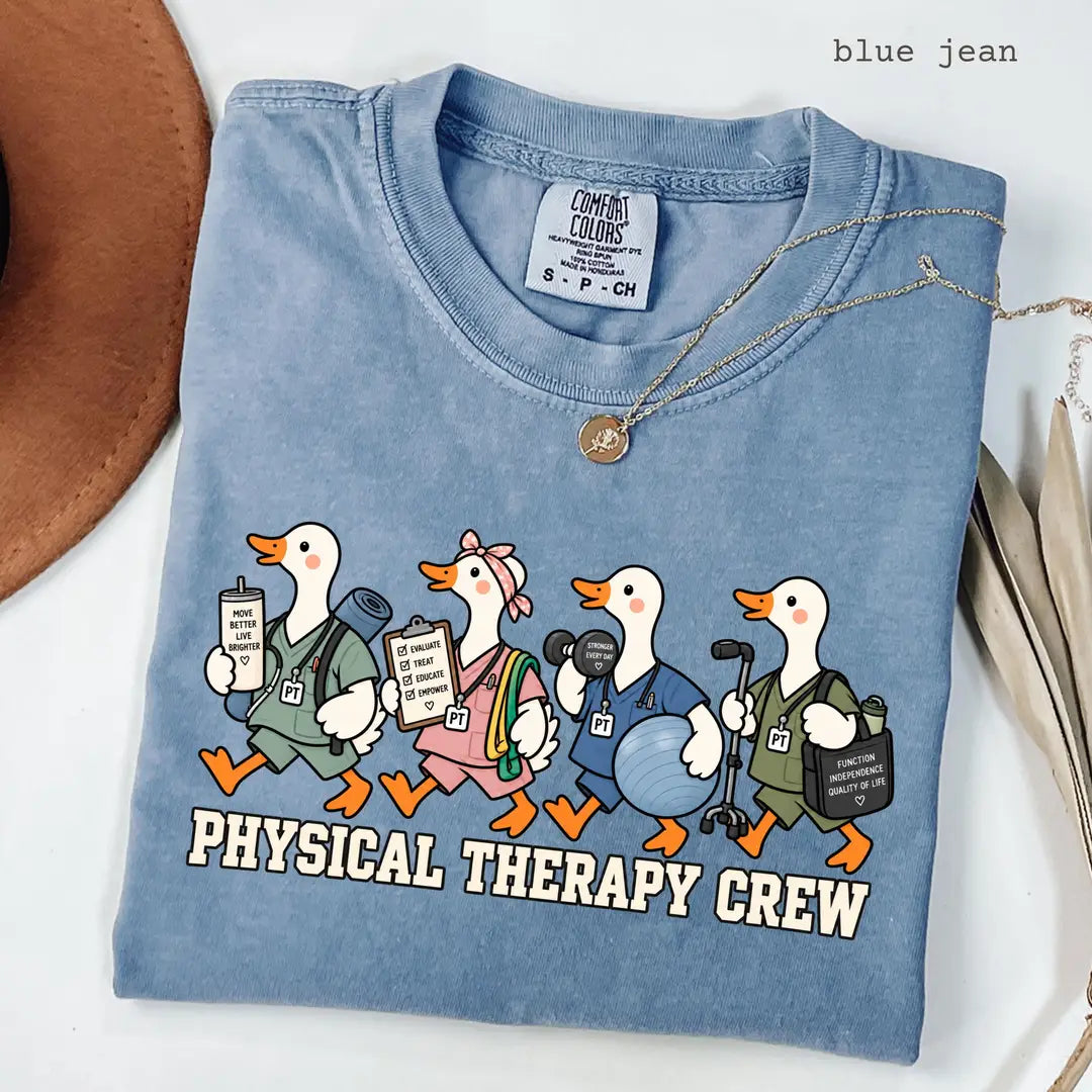 Blue Jean Comfort Colors 1717 T-shirt with Physical Therapy design view 2