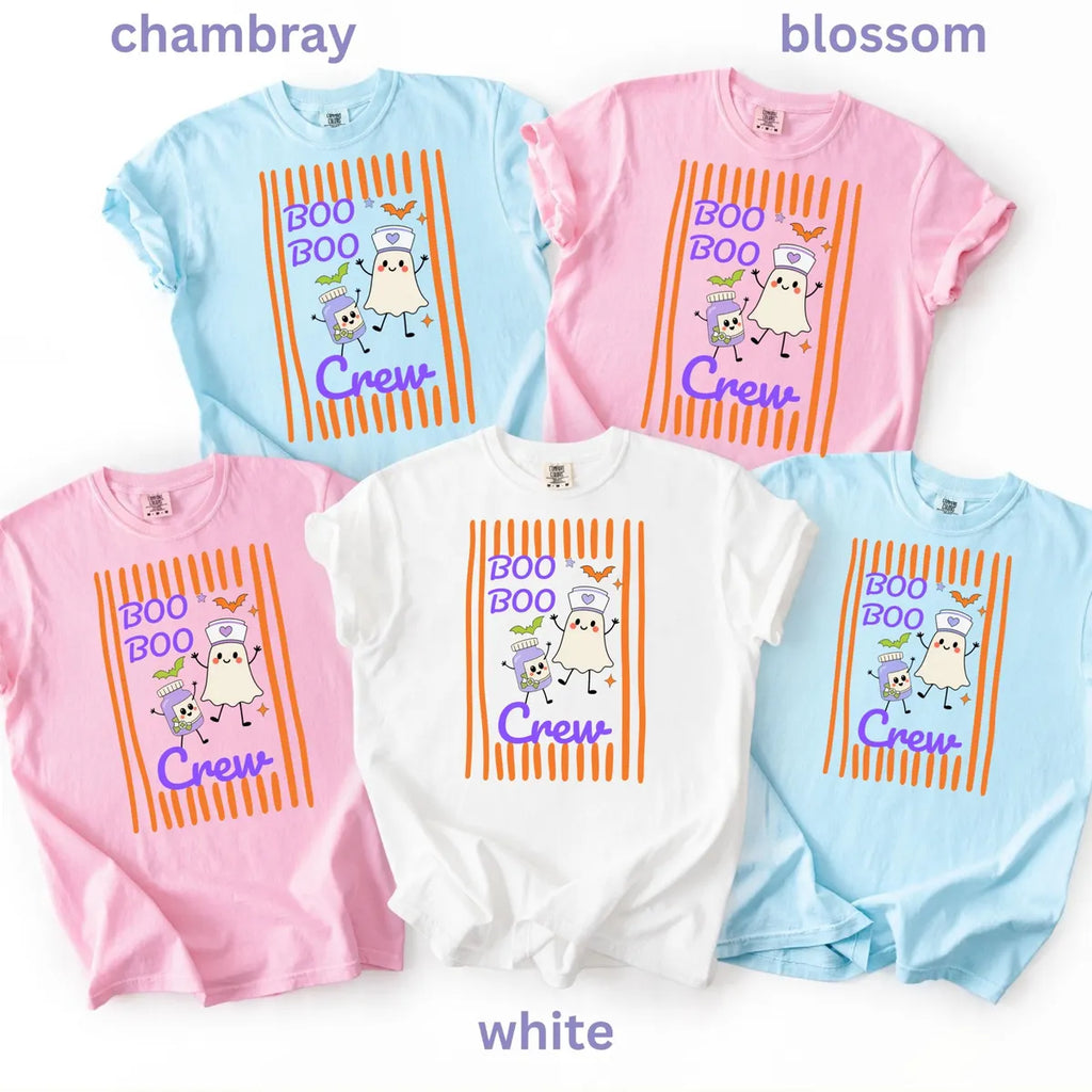 Boo Boo Crew Nurse Halloween Comfort Colors T-Shirt alternate product view.
