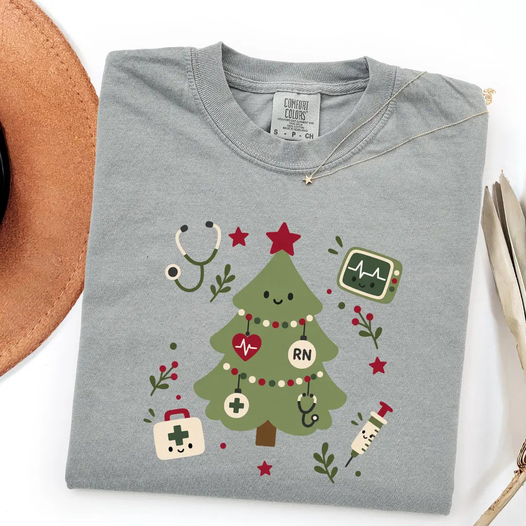 Comfort Colors 1717 T-shirt with Christmas Tree Nurse design alternate view view 6
