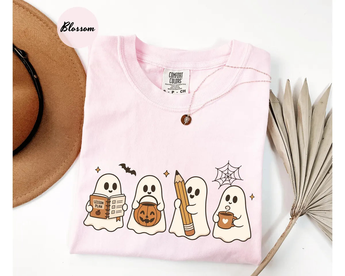 Comfort Colors 1717 T-shirt with Halloween Teacher Ghost design alternate view view 6
