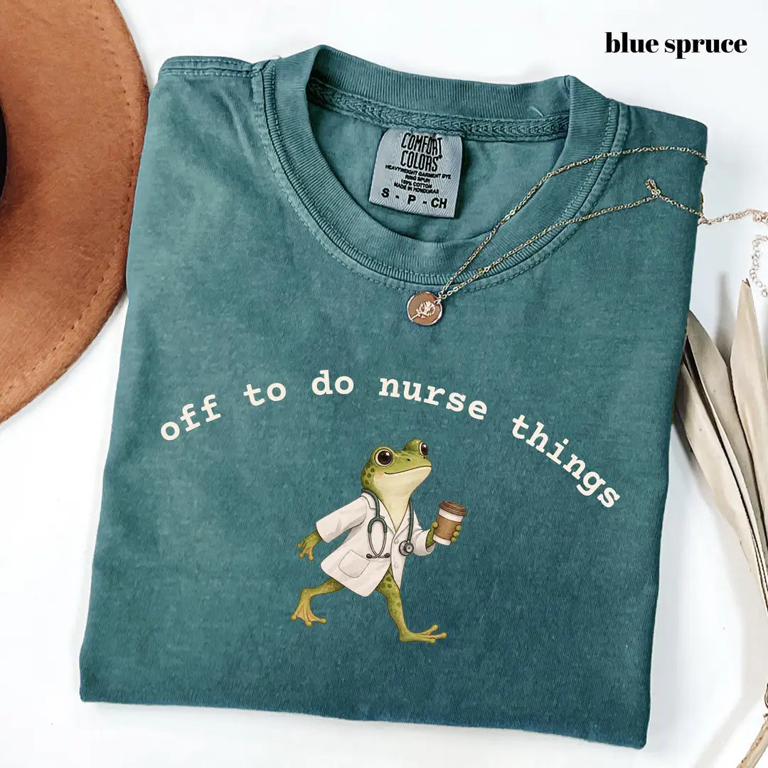 Comfort Colors 1717 T-shirt with Off to Do Nurse Things design worn by a model