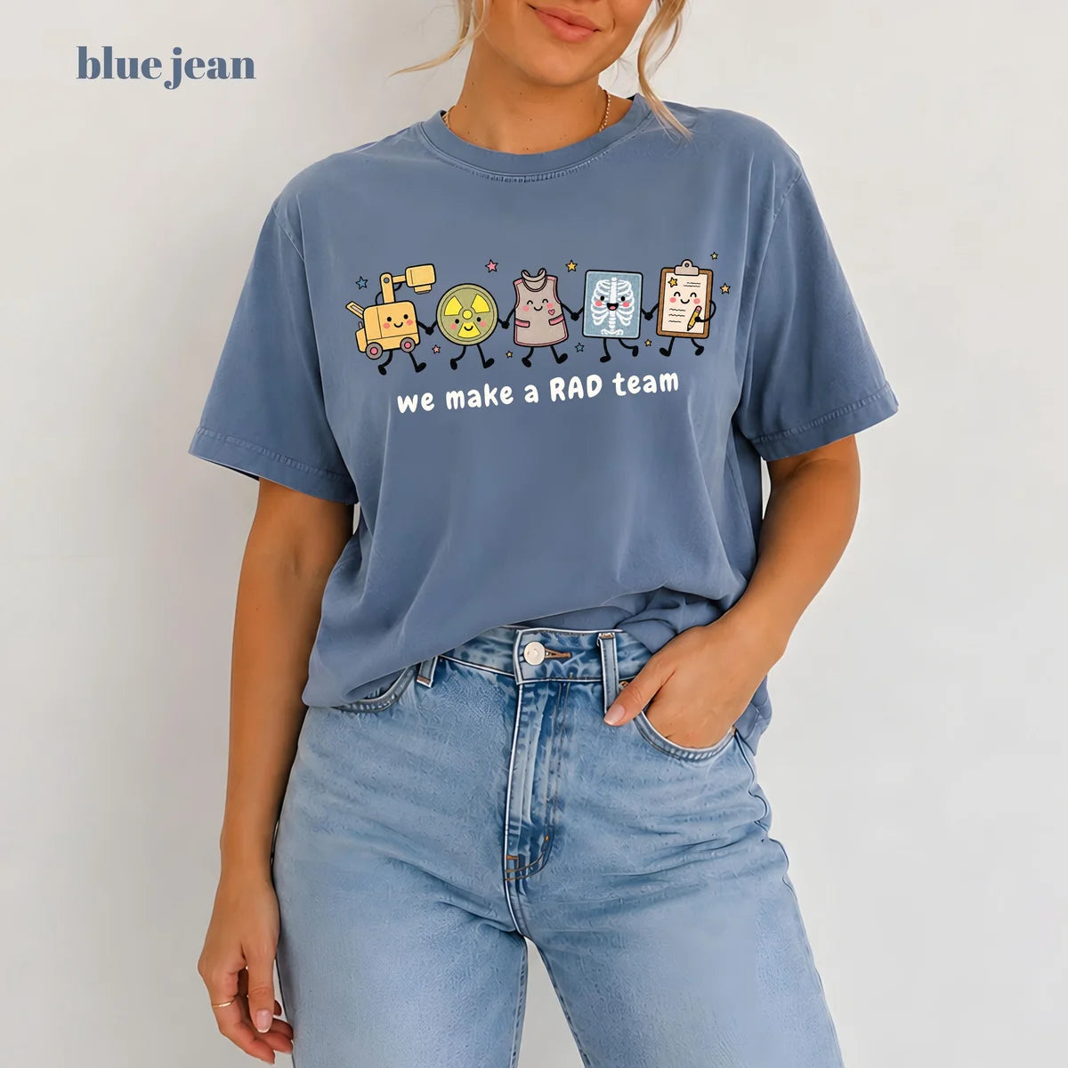 Blue Jean Comfort Colors 1717 T-shirt with Radiology Tech design view 2