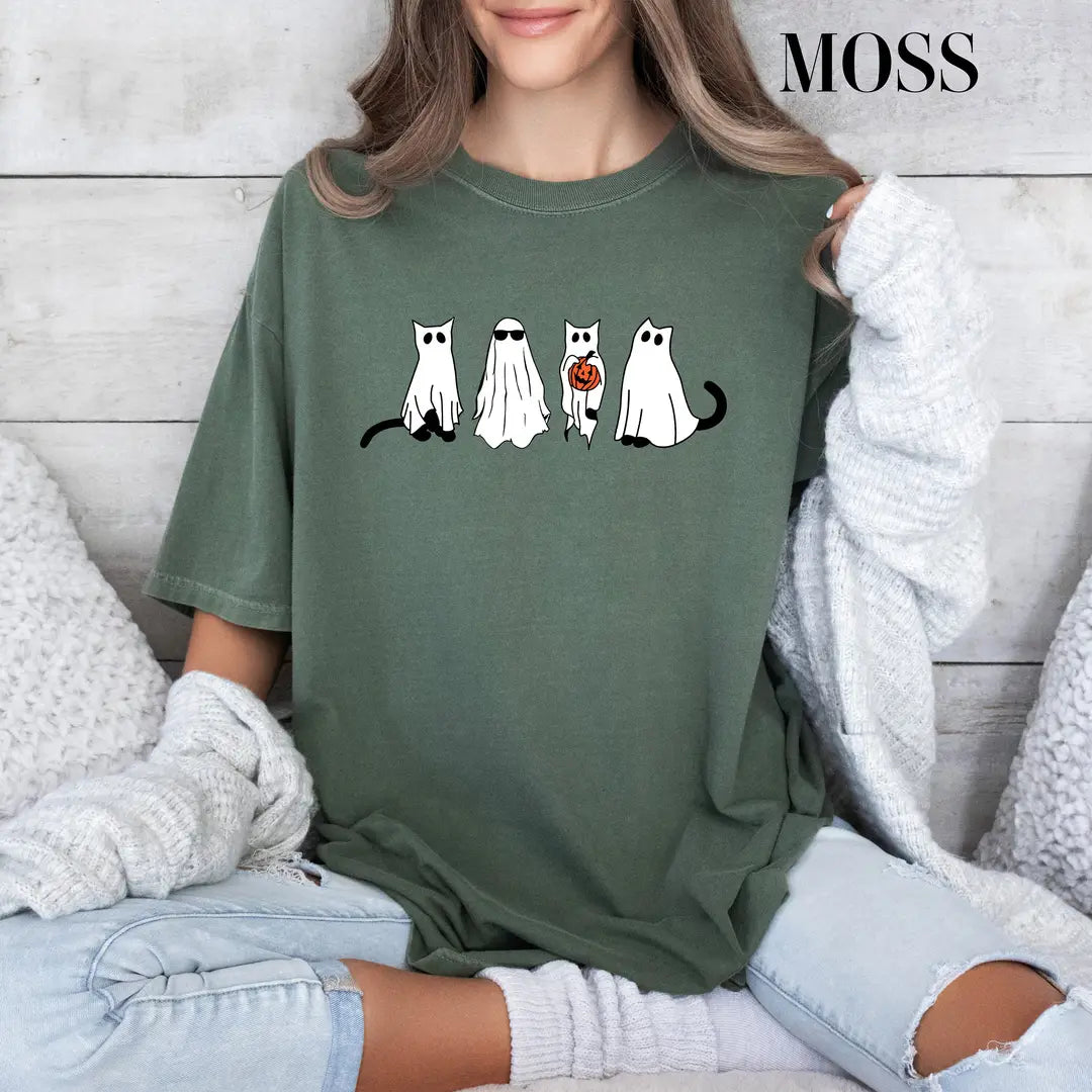 Comfort Colors 1717 T-shirt with Ghost Black Cat design alternate view