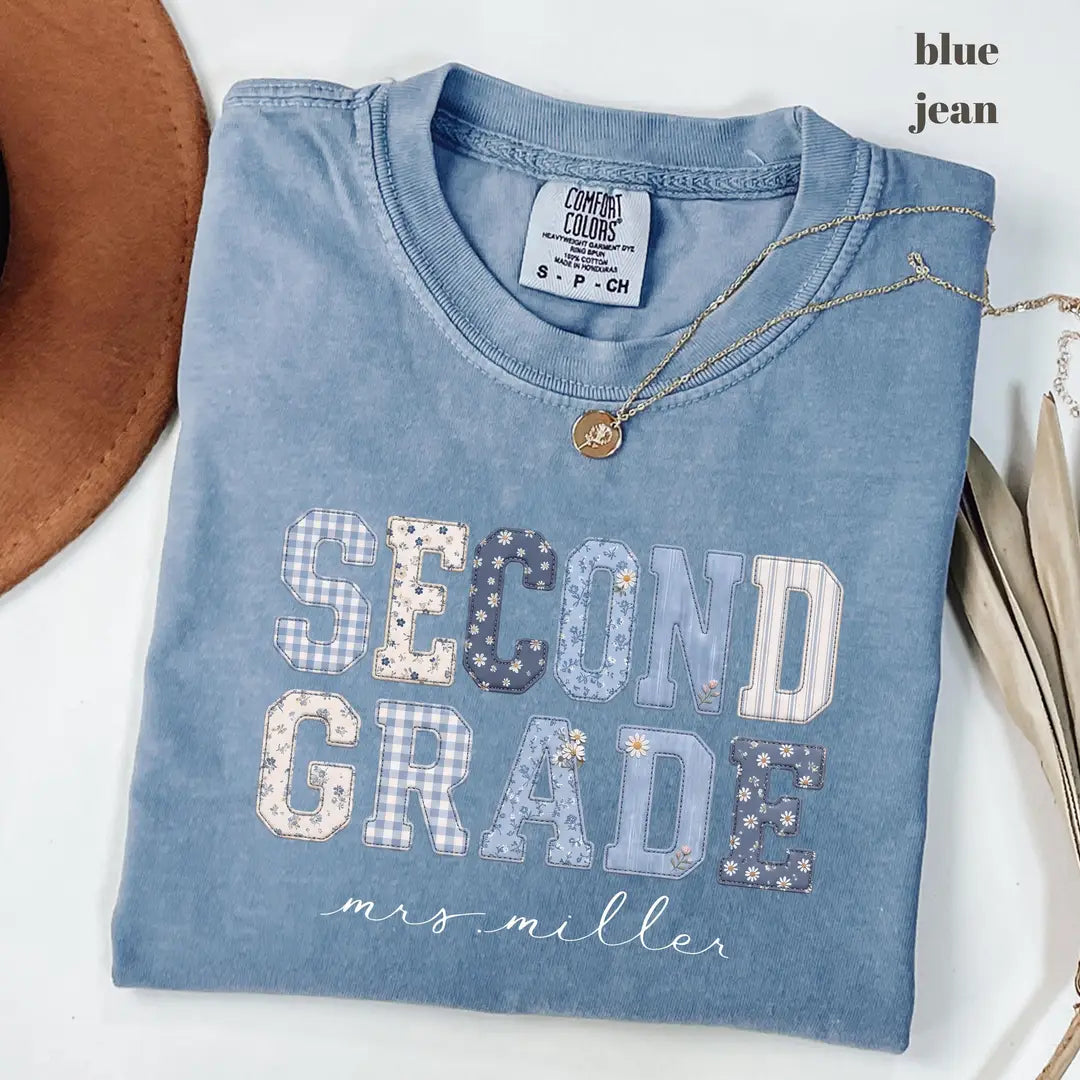 Blue Jean Comfort Colors 1717 T-shirt with Second Grade Teacher design