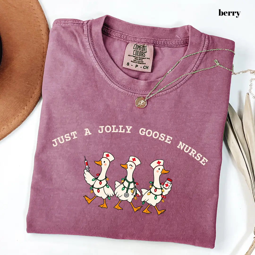 Comfort Colors 1717 T-shirt with Jolly Goose Christmas Nurse design alternate view view 4
