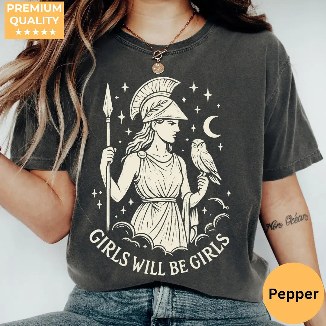 Pepper Comfort Colors 1717 T-shirt with Girls Will Be Girls design, hero view.