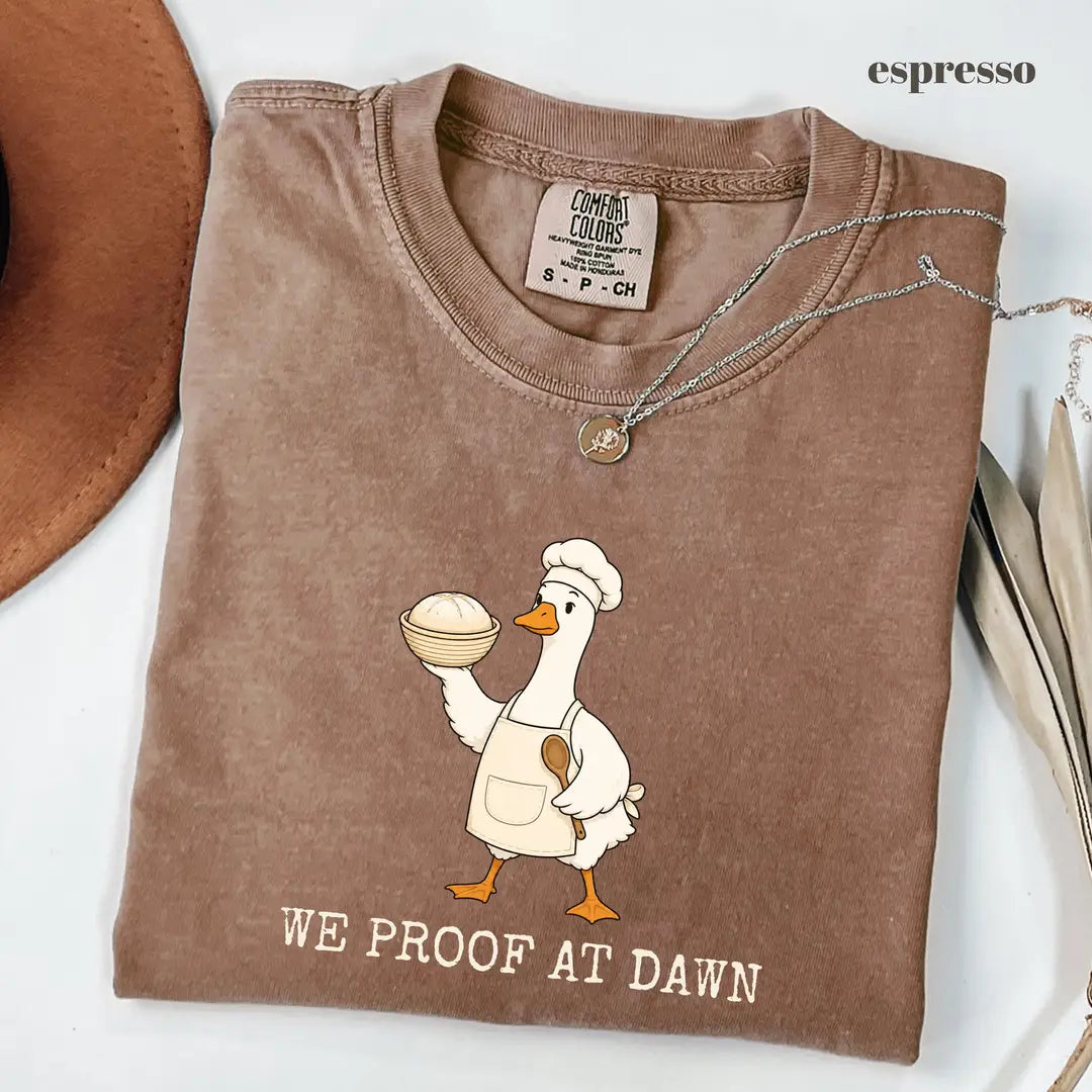 Espresso Comfort Colors 1717 T-shirt with We Proof At Dawn design worn by a model