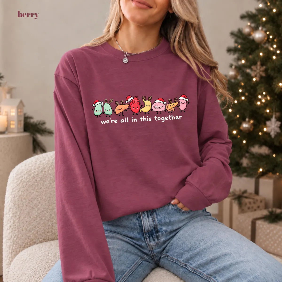 Comfort Colors 1717 T-shirt with Christmas Nurse design worn by a model view 3
