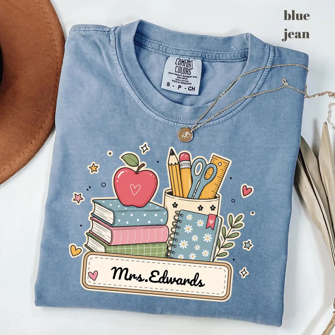 Blue Jean Comfort Colors 1717 T-shirt with Teacher design