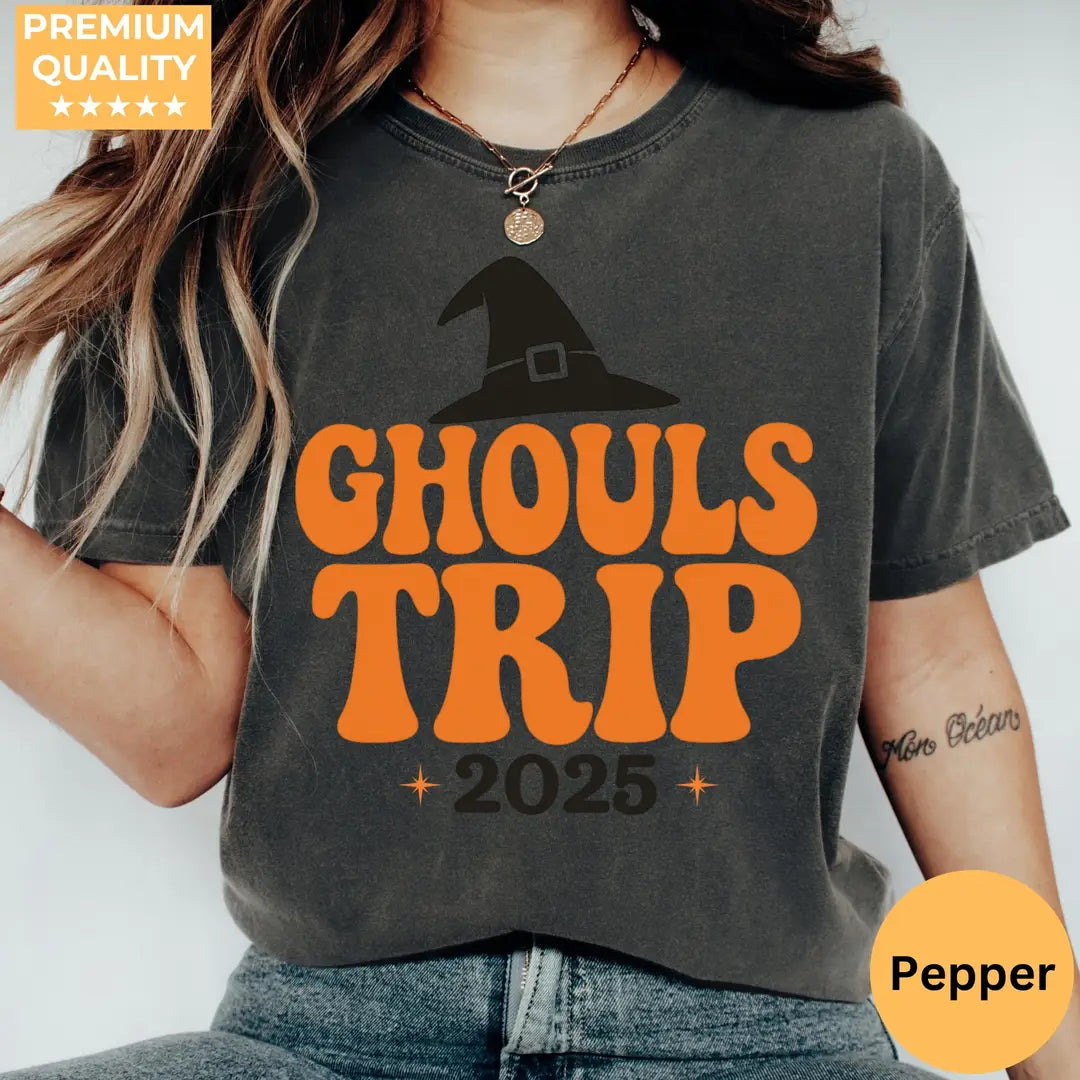 Girls Trip Comfort Colors T-Shirt hero view in Pepper.
