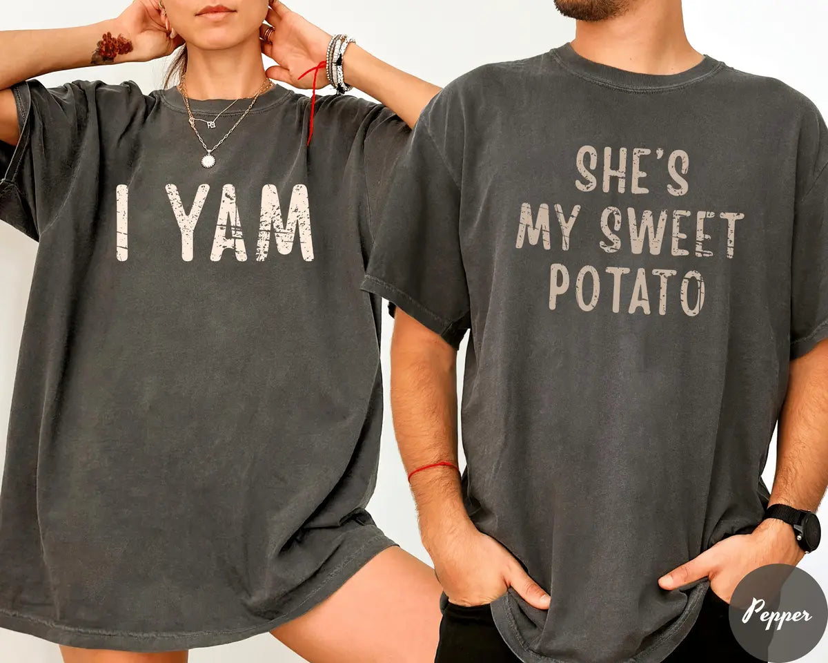 Comfort Colors 1717 T-shirt with She's My Sweet Potato I Yam design alternate view