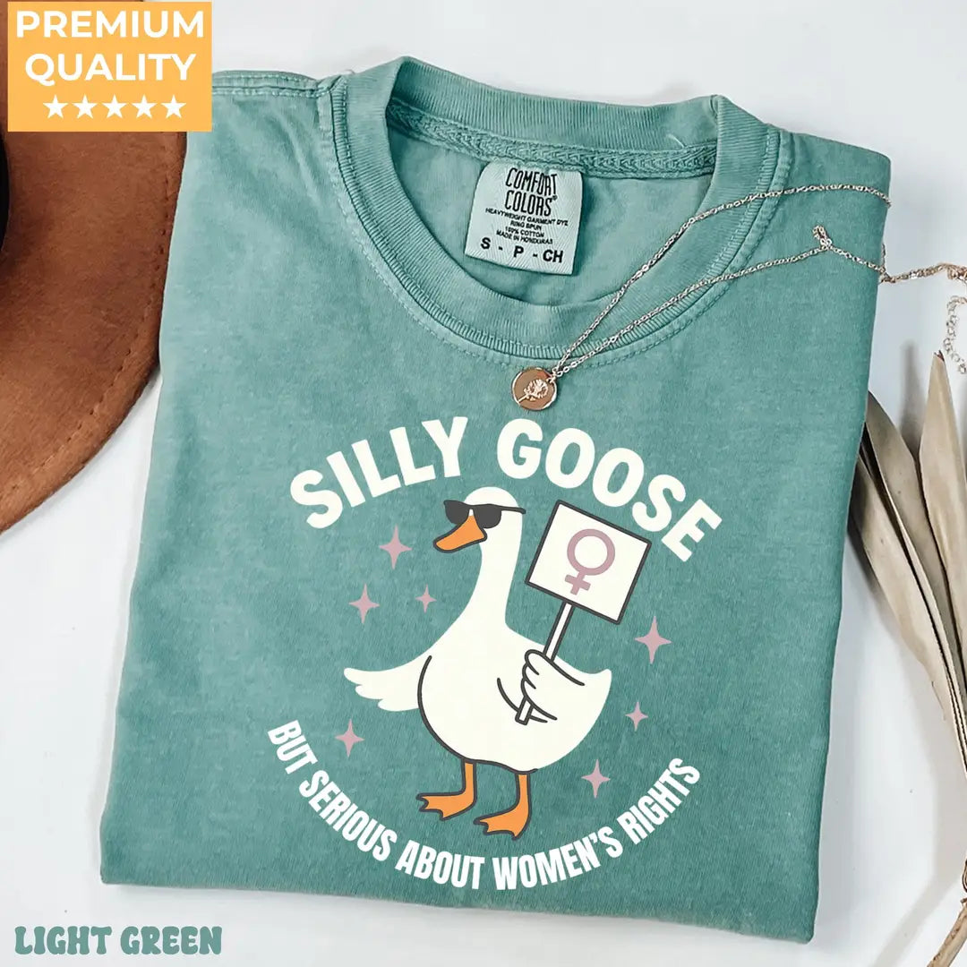 Light Green Comfort Colors 1717 T-shirt with Feminist design, alternate product view.