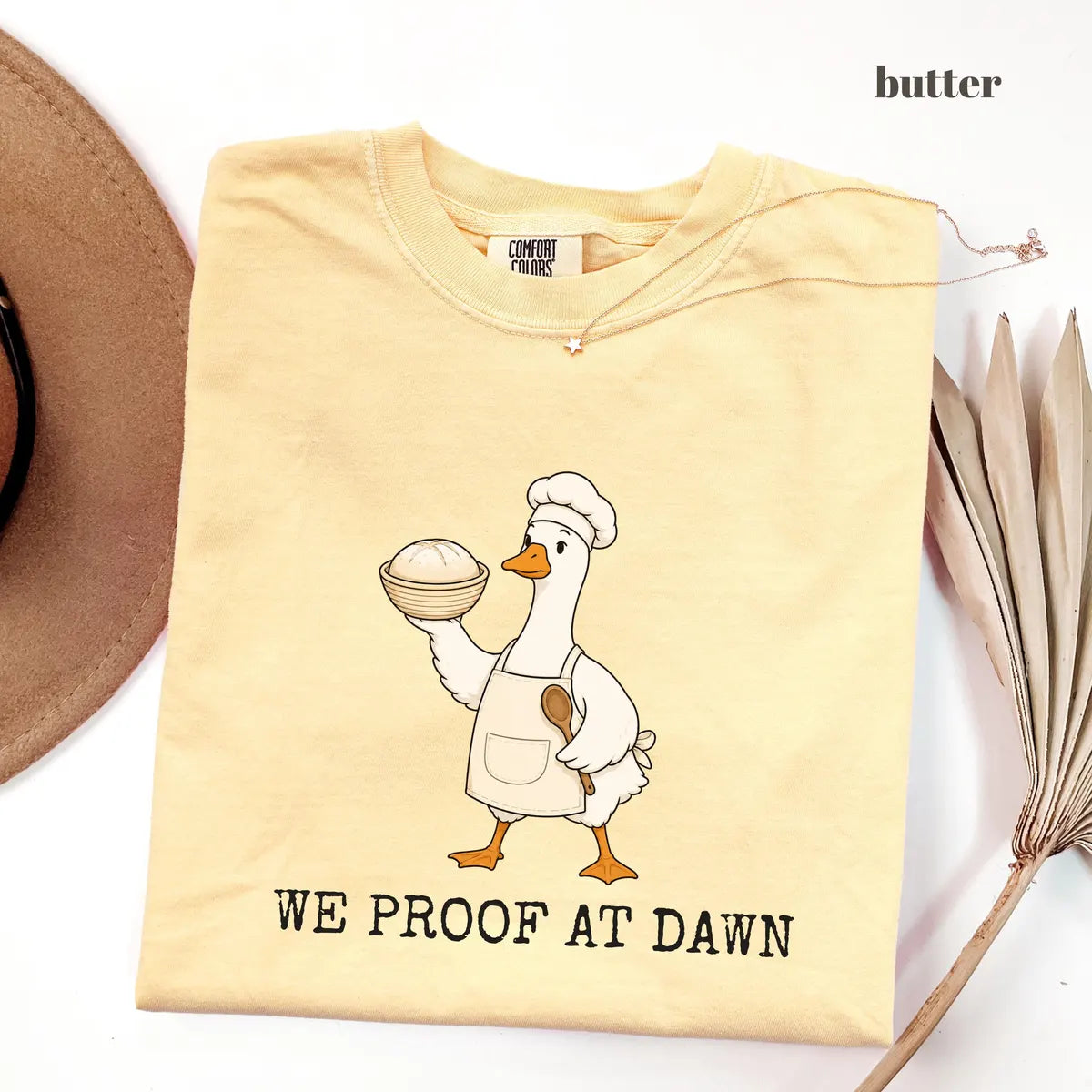 Butter Comfort Colors 1717 T-shirt with We Proof At Dawn design worn by a model