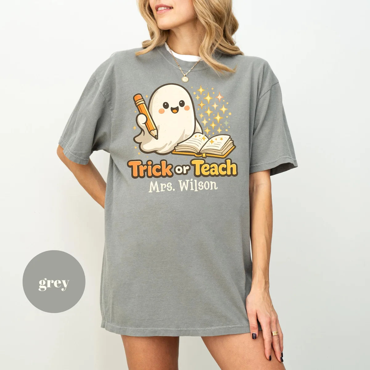 Comfort Colors 1717 T-shirt with Halloween Teacher design alternate view