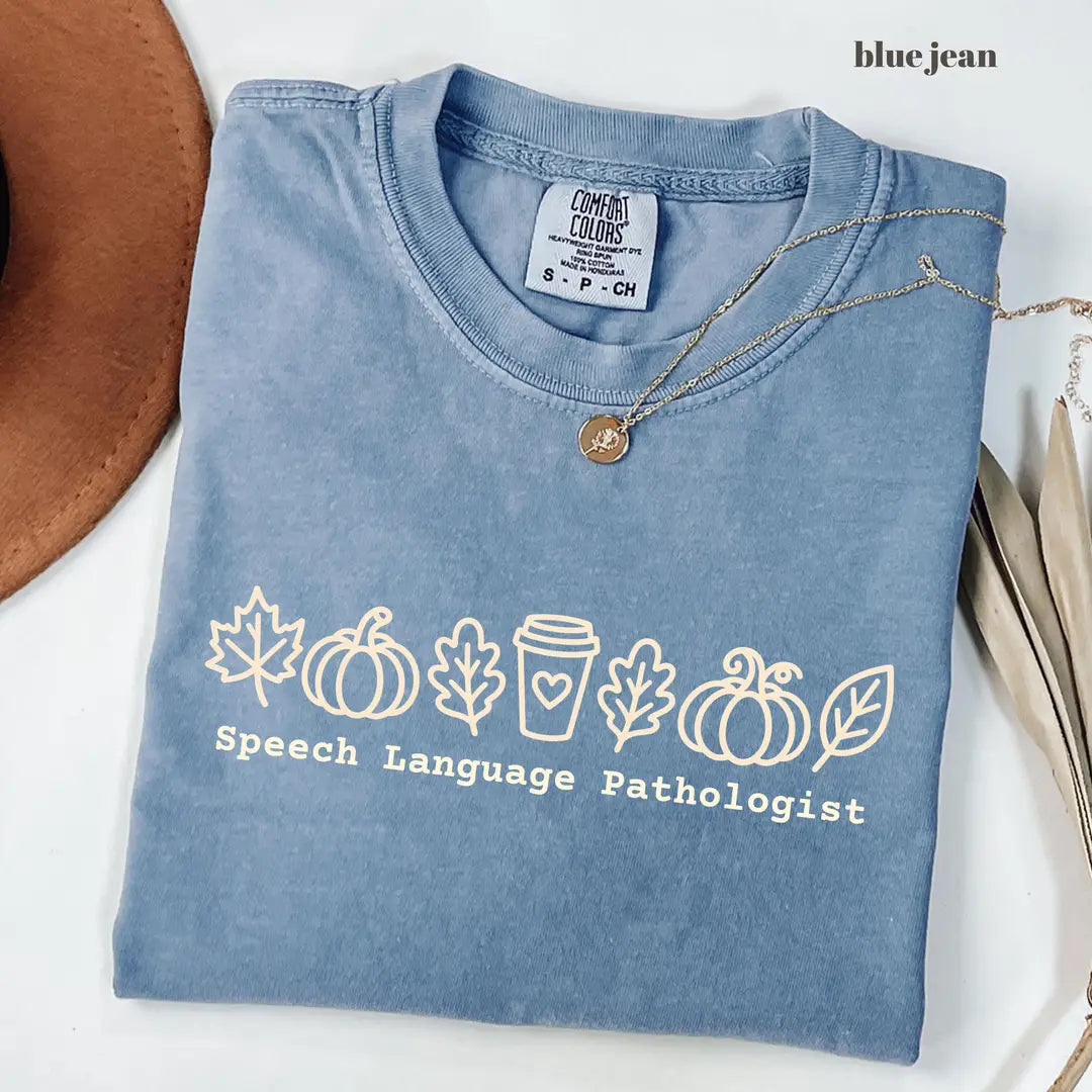 Blue Jean Comfort Colors 1717 T-shirt with Fall SLP design view 2