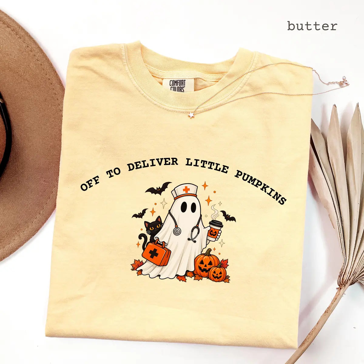 Butter Comfort Colors 1717 T-shirt with Labor and Delivery Nurse design