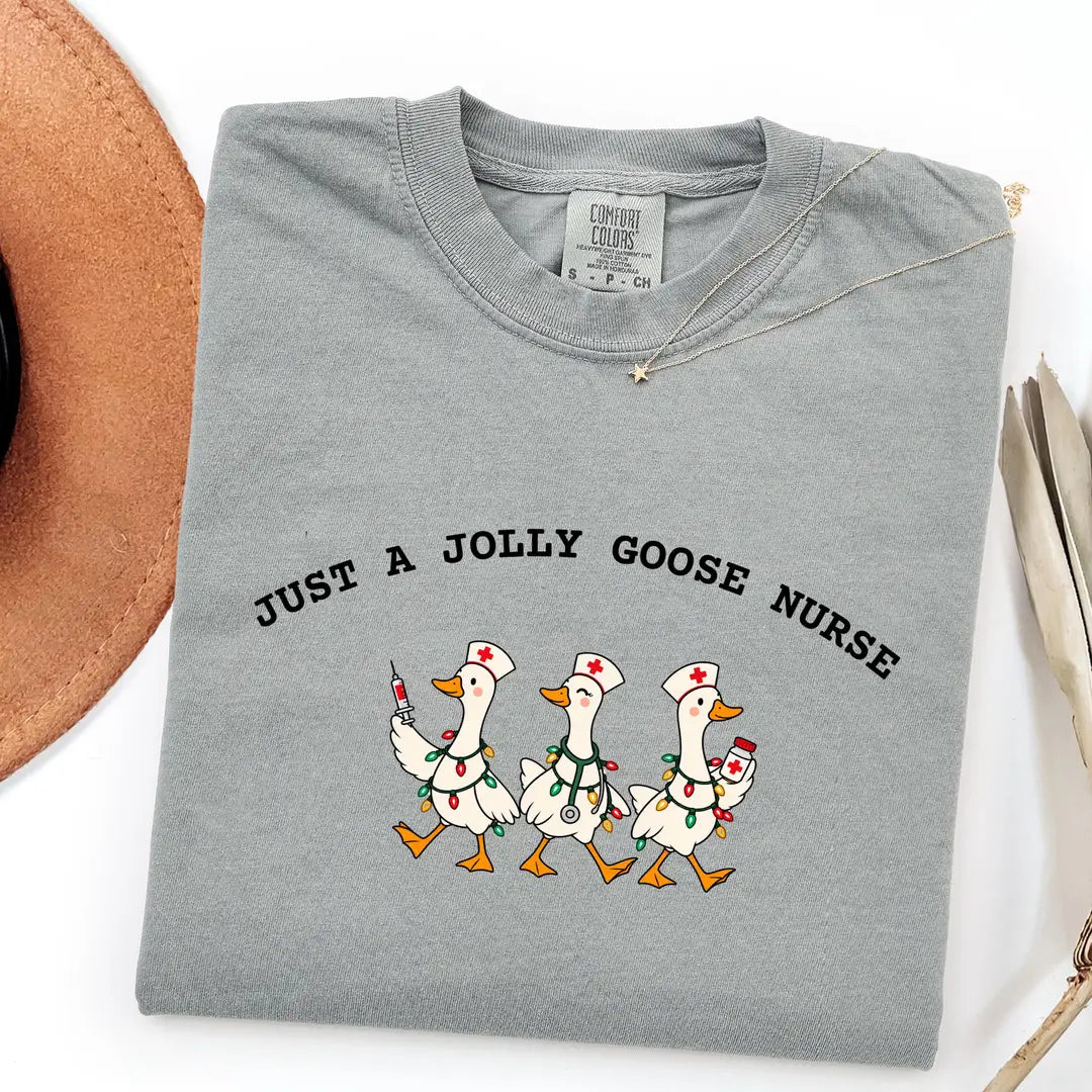 Comfort Colors 1717 T-shirt with Jolly Goose Christmas Nurse design alternate view view 5