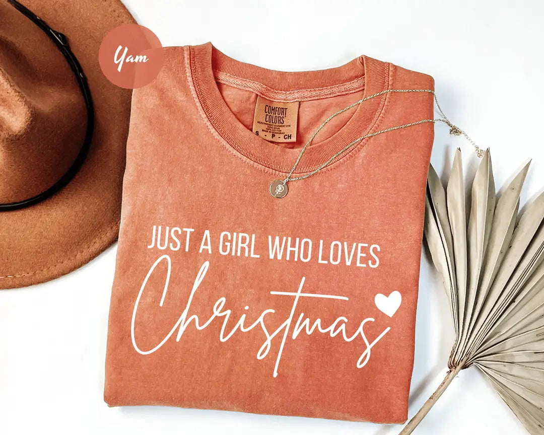 Comfort Colors 1717 T-shirt with Just A Girl Who Loves Christmas design alternate view