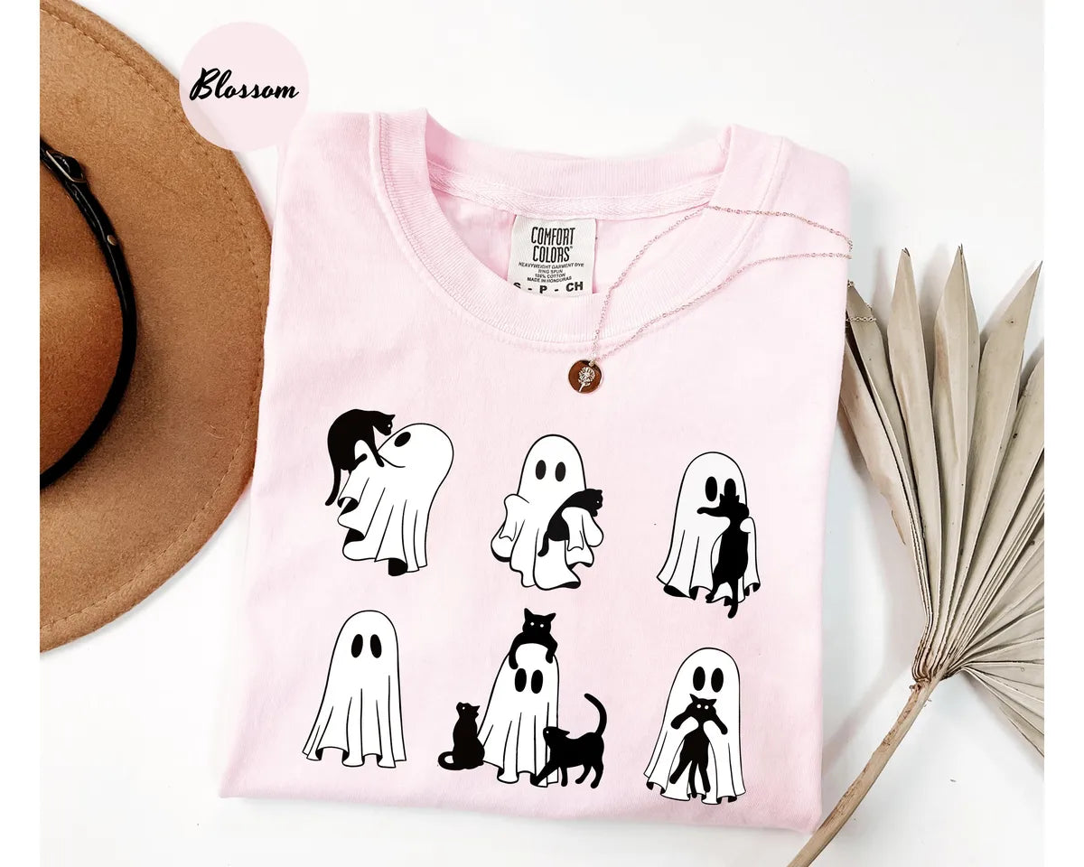 Comfort Colors 1717 T-shirt with Black Cat Ghost design alternate view view 7