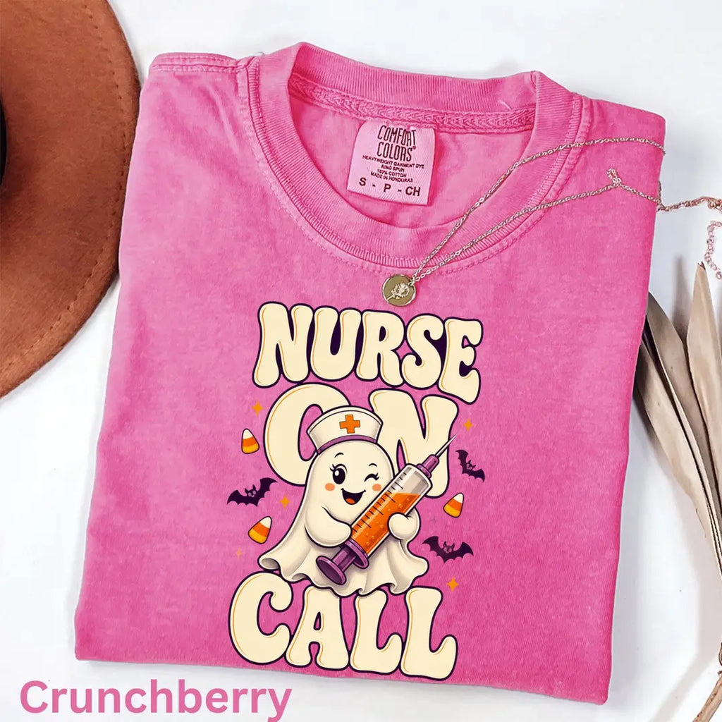 Nurse On Call Halloween Comfort Colors T-Shirt alternate product view.