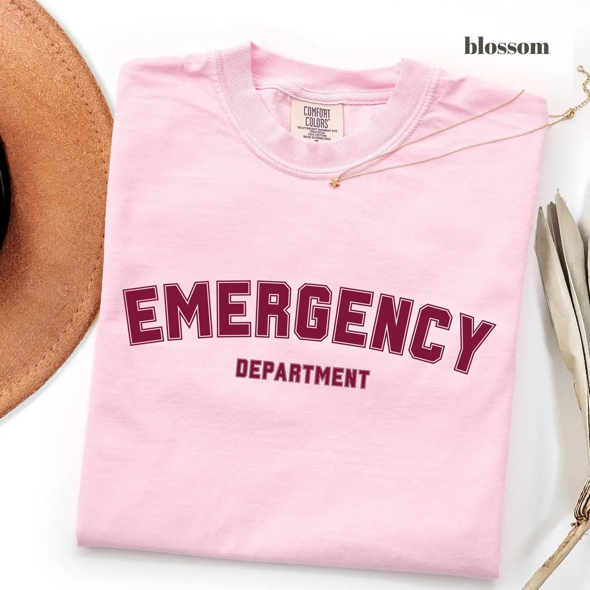 Blossom Comfort Colors 1717 T-shirt with Emergency Department design