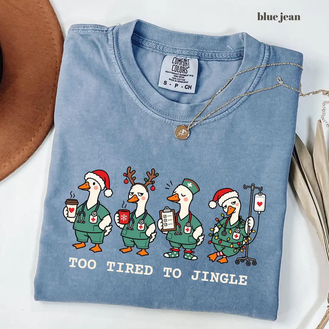 Comfort Colors 1717 T-shirt with Too Tired to Jingle Nurse design alternate view view 4