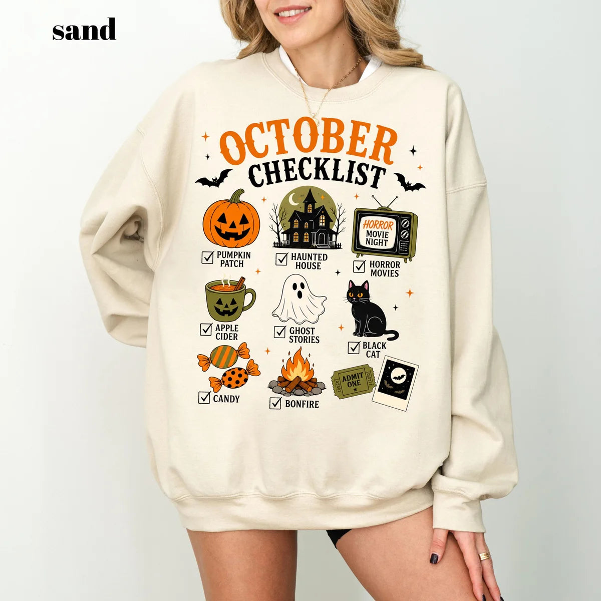 Comfort Colors 1717 T-shirt with October Checklist design alternate view view 4